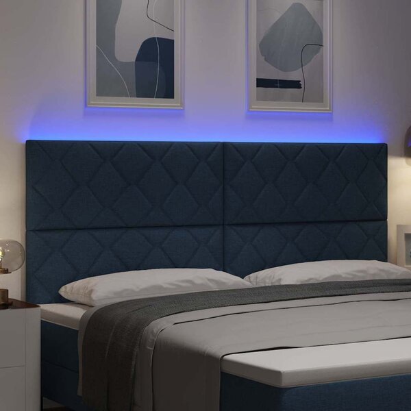 VidaXL LED ágytámla Kék szövet