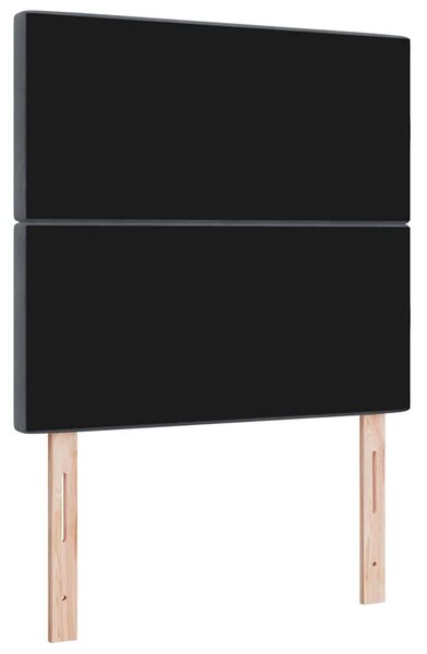 VidaXL LED ágytámla LED szalagokkal Sötétszürke 90 cm Bársony