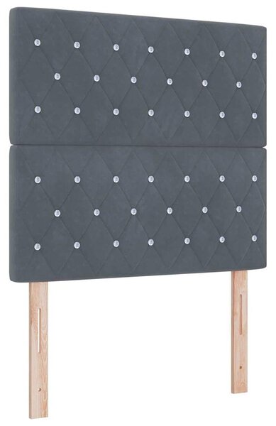VidaXL LED ágytámla LED szalagokkal Sötétszürke 90 cm Bársony
