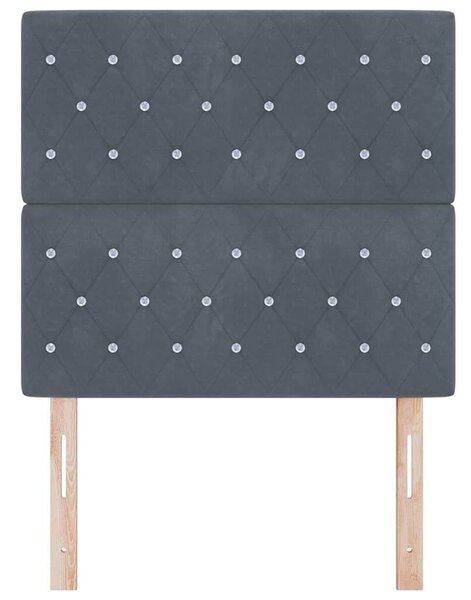 VidaXL LED ágytámla LED szalagokkal Sötétszürke 90 cm Bársony