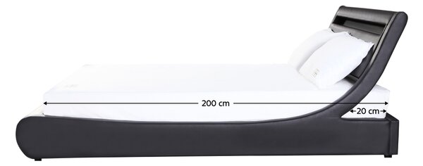 KONDELA Dupla ágy RGB LED világítással, fekete, 160x200, FELINA