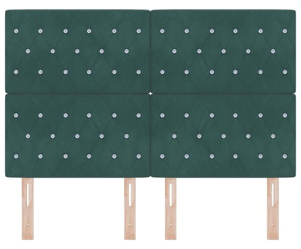 VidaXL LED ágytámla LED szalagokkal Sötétzöld 144 cm Bársony