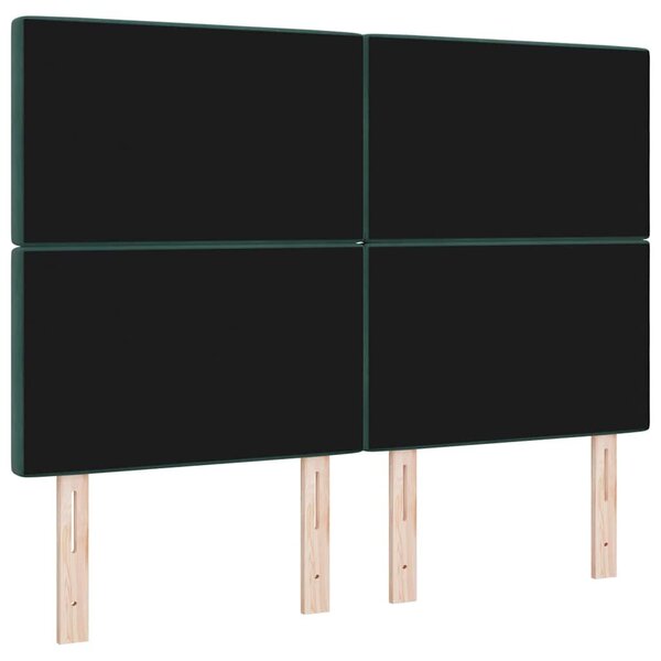 VidaXL LED ágytámla LED szalagokkal Sötétzöld 144 cm Bársony