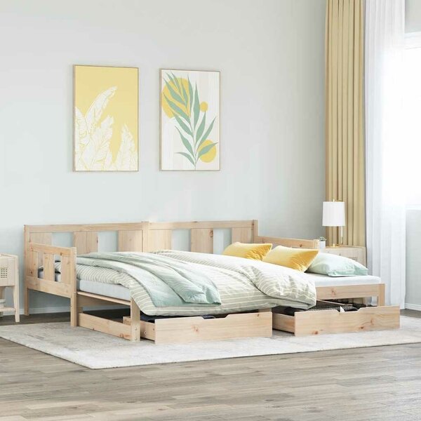 VidaXL kihúzható heverő fiókokkal matrac nélkül 90 x 190 cm