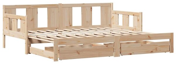 VidaXL kihúzható heverő fiókokkal matrac nélkül 90 x 190 cm