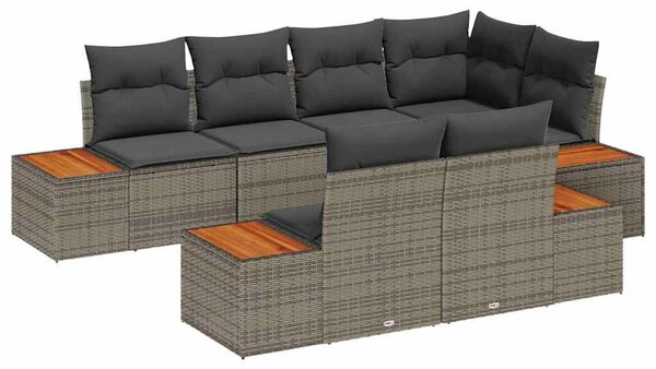 VidaXL Kerti Kanapé Szett 7 pcs Szürke 264 x 154 x 85 cm Poli rattan