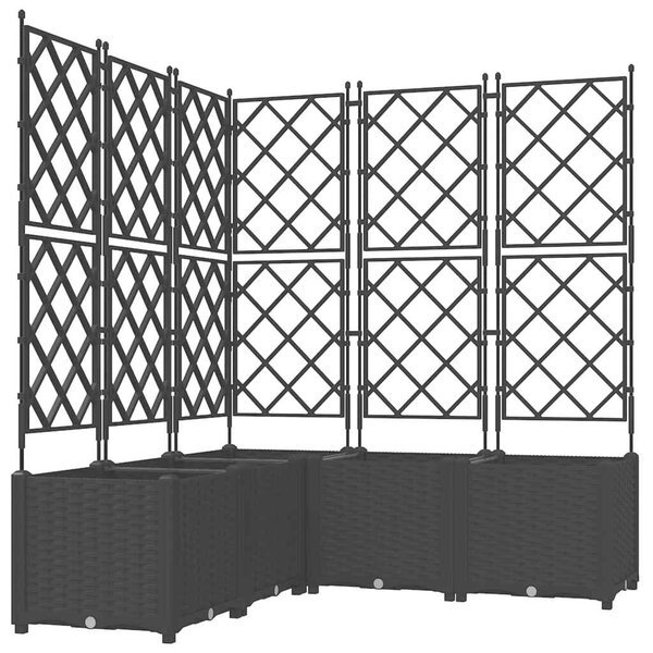 VidaXL Kerti cserép 5 pcs Fekete 120 x 120 x 143 cm Acél