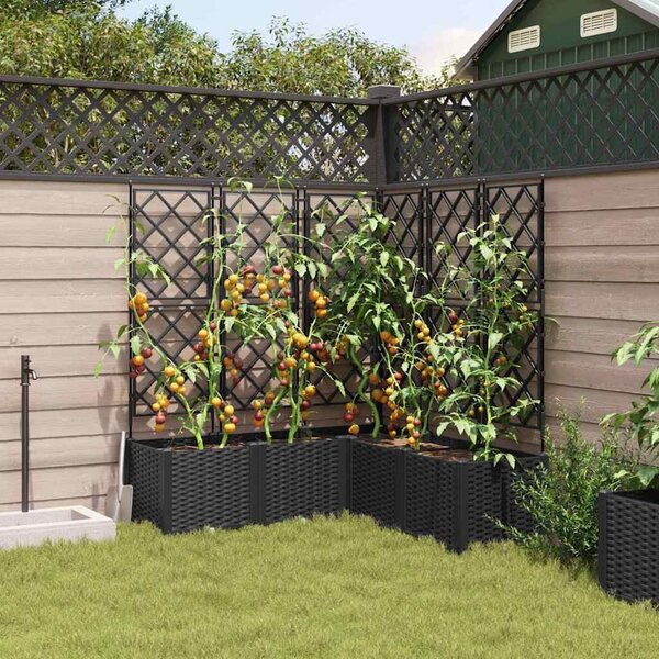 VidaXL Kerti cserép 5 pcs Fekete 120 x 120 x 143 cm Acél