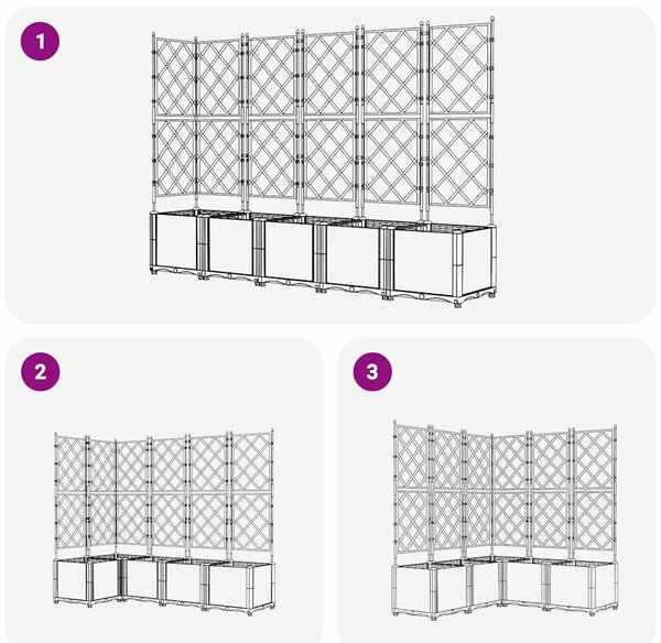 VidaXL Kerti cserép 5 pcs Fekete 120 x 120 x 143 cm Acél