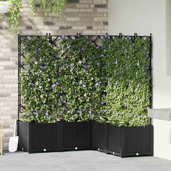 VidaXL Kerti cserép 5 pcs Fekete 120 x 120 x 143 cm Acél