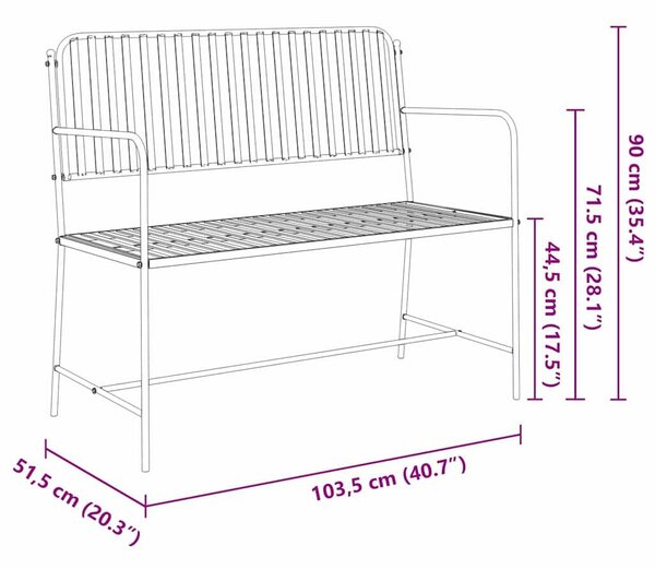 VidaXL Kerti pad Fekete 104 x 54 x 93cm Acél