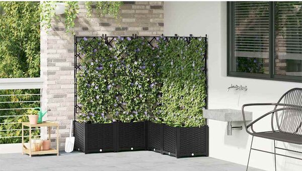 VidaXL Kerti cserép 5 pcs Fekete 120 x 120 x 143 cm Acél