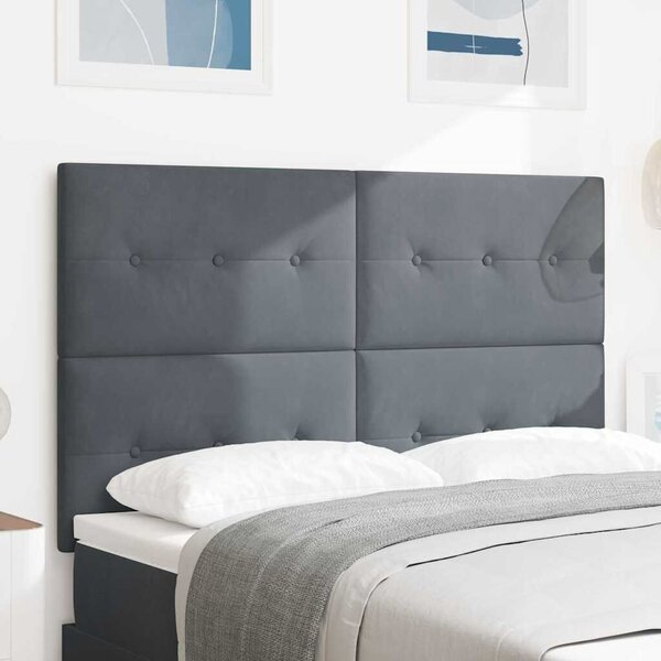 VidaXL LED ágytámla LED szalagokkal Szürke 144 cm Bársony