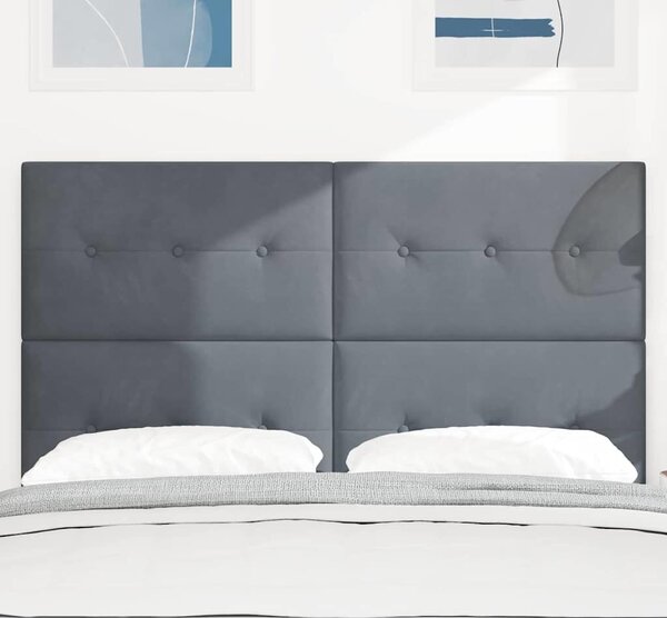 VidaXL LED ágytámla LED szalagokkal Szürke 144 cm Bársony