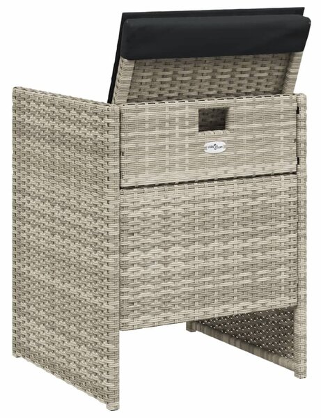 VidaXL 5részes világosszürke polyrattan kerti étkezőgarnitúra párnával