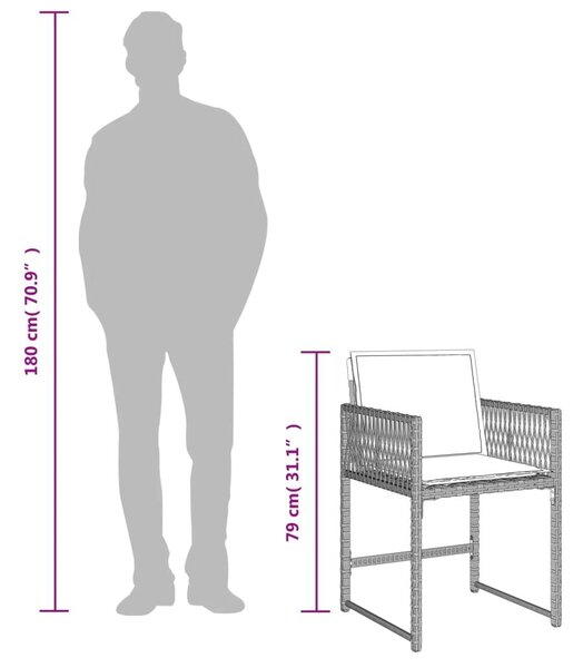 VidaXL 9részes világosszürke polyrattan kerti étkezőgarnitúra párnával