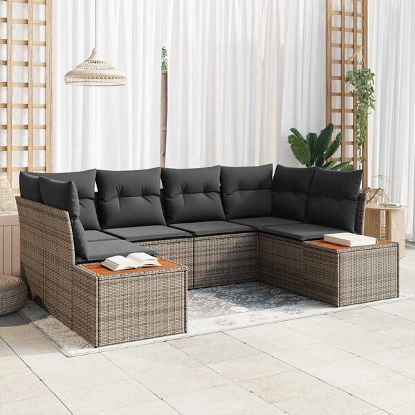VidaXL Kerti Kanapé Szett párnával tárolóval 6 pcs Szürke Polyrattan