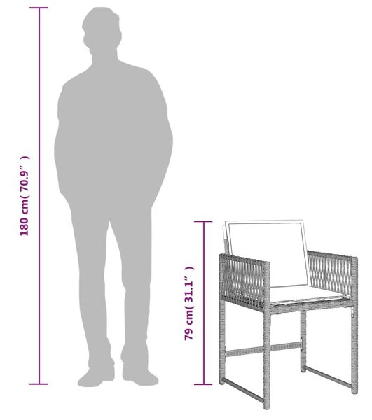 VidaXL 9részes világosszürke polyrattan kerti étkezőgarnitúra párnával