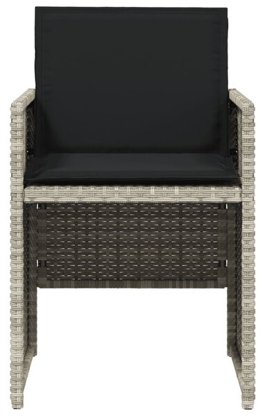 VidaXL 5részes világosszürke polyrattan kerti étkezőgarnitúra párnával