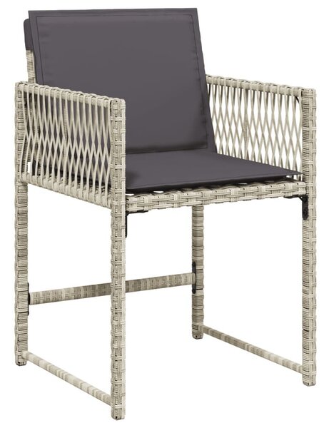 VidaXL 7 részes világosszürke polyrattan kerti étkezőszett párnával