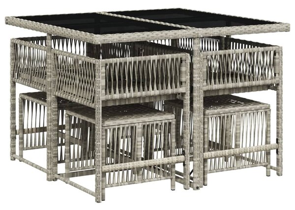 VidaXL 9részes világosszürke polyrattan kerti étkezőgarnitúra párnával