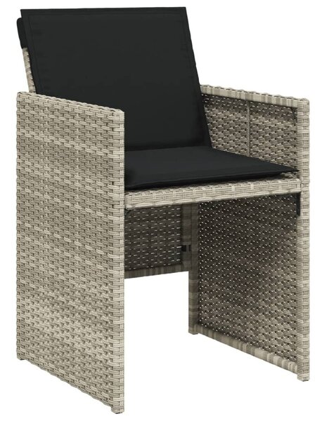 VidaXL 5részes világosszürke polyrattan kerti étkezőgarnitúra párnával