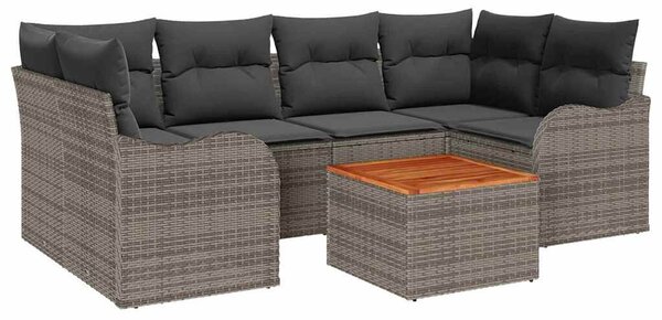 VidaXL Kerti Kanapé Szett párnával 7 pcs Szürke polirattan