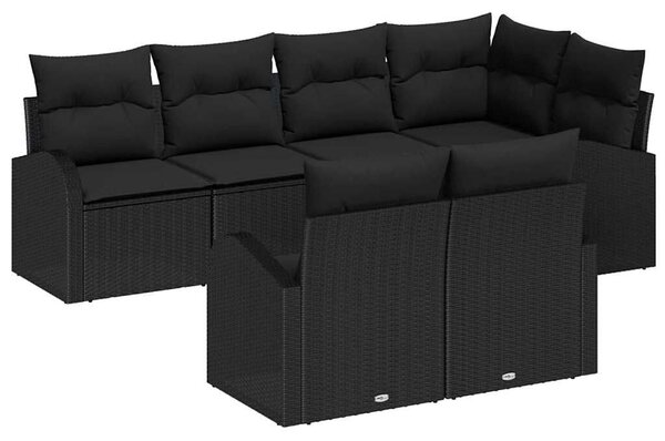 VidaXL Kerti Kanapé Szett párnával tárolóval 7 pcs Fekete polirattan