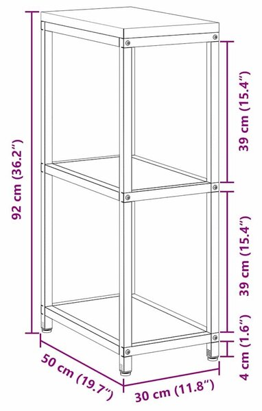 VidaXL Konyhai Tárolás HATTEM Ezüst 30 x 50 x 92 cm Acél