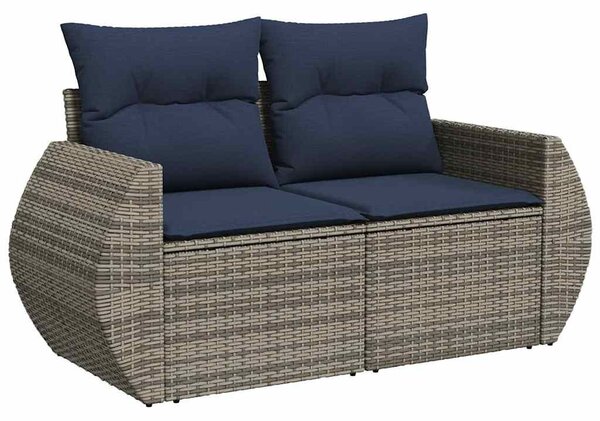 VidaXL 9 részes szürke polyrattan kerti ülőgarnitúra párnákkal