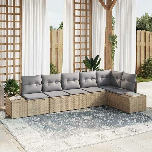 VidaXL Kerti Kanapé Szett 6 pcs Beige és Világosszürke polirattan