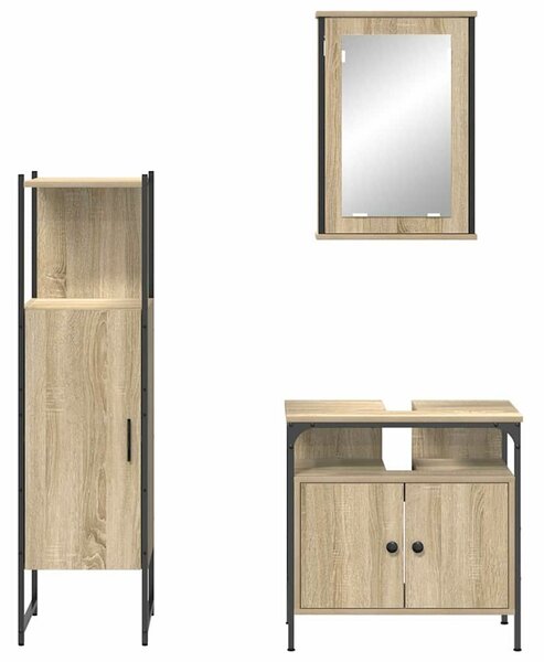 VidaXL Fürdőszoba bútor szett 3 db Barna 33 x 33 x 120,5 cm Szerelt fa