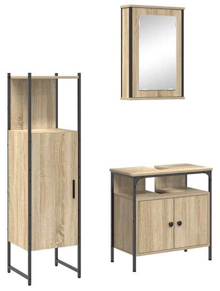 VidaXL Fürdőszoba bútor szett 3 db Barna 33 x 33 x 120,5 cm Szerelt fa
