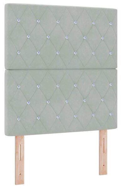 VidaXL LED ágytámla LED szalagokkal Világosszürke 80 cm Bársony