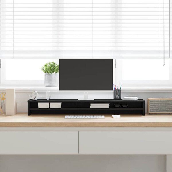 Fekete tölgyfa monitorállvány 100 x 24 x 13 cm
