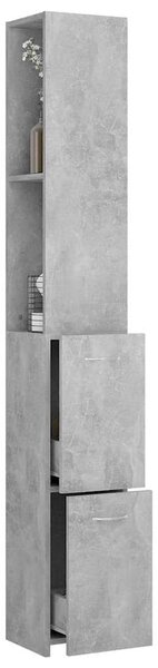 Betonszürke szerelt fa fürdőszobaszekrény 25x26,5x170 cm