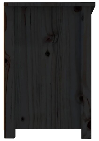 Fekete tömör fenyőfa TV-szekrény 114 x 35 x 52 cm