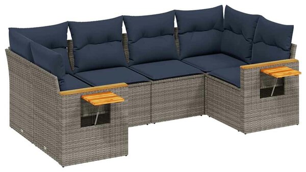 VidaXL 6 részes szürke polyrattan kerti ülőgarnitúra párnával