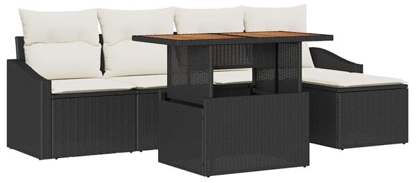 VidaXL Kerti Kanapé Szett 6 pcs Fekete és Krém