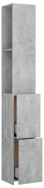 Betonszürke szerelt fa fürdőszobaszekrény 25x26,5x170 cm