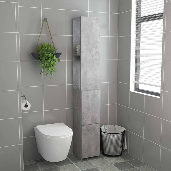 Betonszürke szerelt fa fürdőszobaszekrény 25x26,5x170 cm
