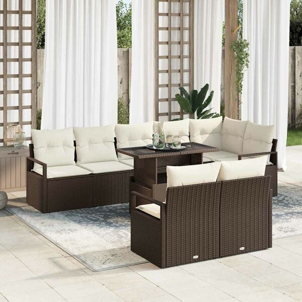 VidaXL Kerti Kanapé Szett 9 pcs Barna és krémszínű 100 x 55 x 73 cm