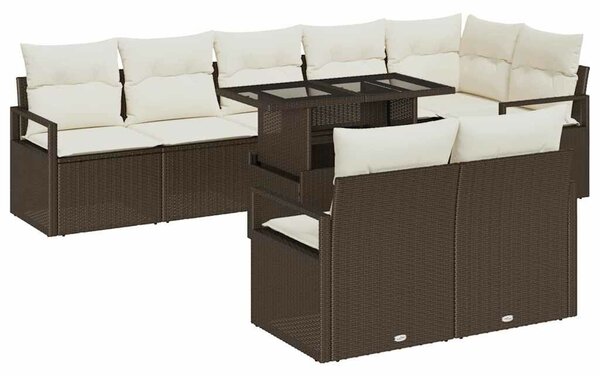 VidaXL Kerti Kanapé Szett 9 pcs Barna és krémszínű 100 x 55 x 73 cm