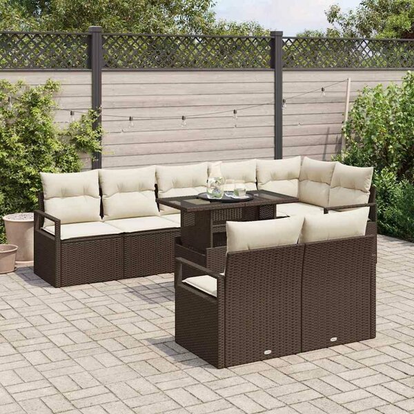 VidaXL Kerti Kanapé Szett 9 pcs Barna és krémszínű 100 x 55 x 73 cm