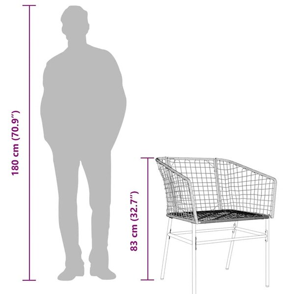 VidaXL 5 részes fekete polyrattan üveg kerti étkezőgarnitúra