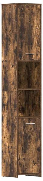 Füstös tölgy színű szerelt fa fürdőszobaszekrény 30x30x183,5 cm
