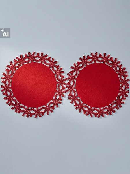 Sinsay - Karácsonyi tányéralátétek hópehelymintával 2 pack - piros