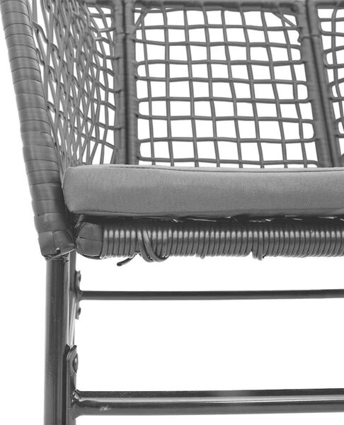 VidaXL 3 részes fekete polyrattan üveg kerti étkezőgarnitúra párnákkal