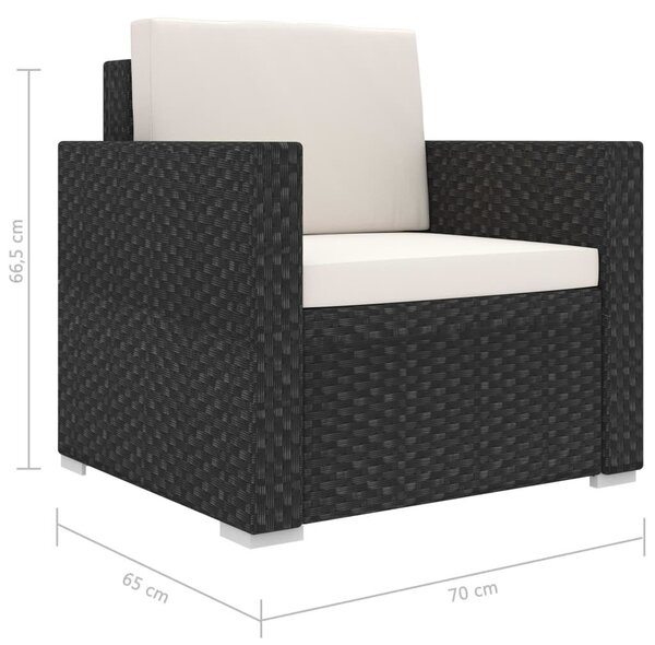 VidaXL 8-részes fekete polyrattan kerti bútorszett párnákkal