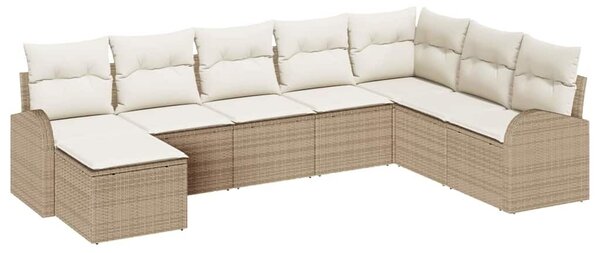 VidaXL Kerti Kanapé Szett párnával 8 pcs Bézs Poli rattan